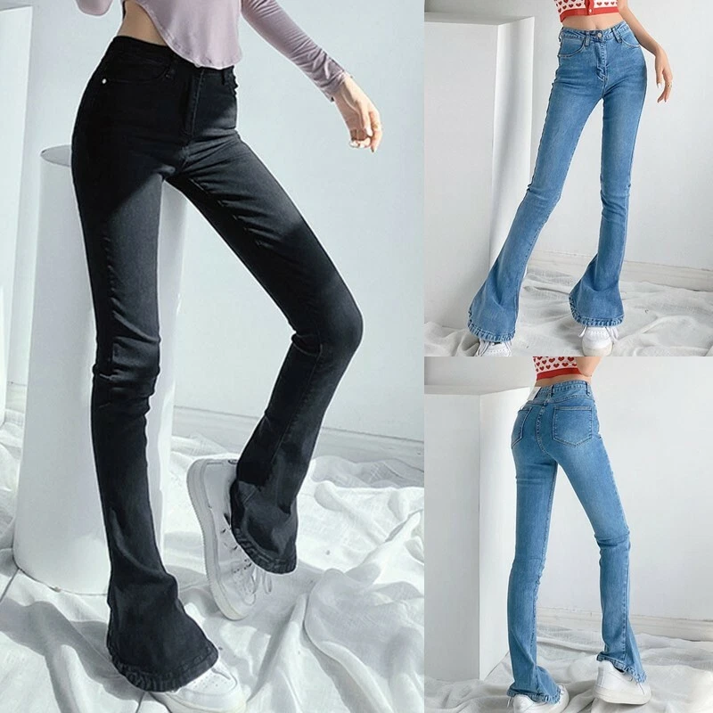 Femme vas Pantalon Jeans Patte D l phant Taille Haute