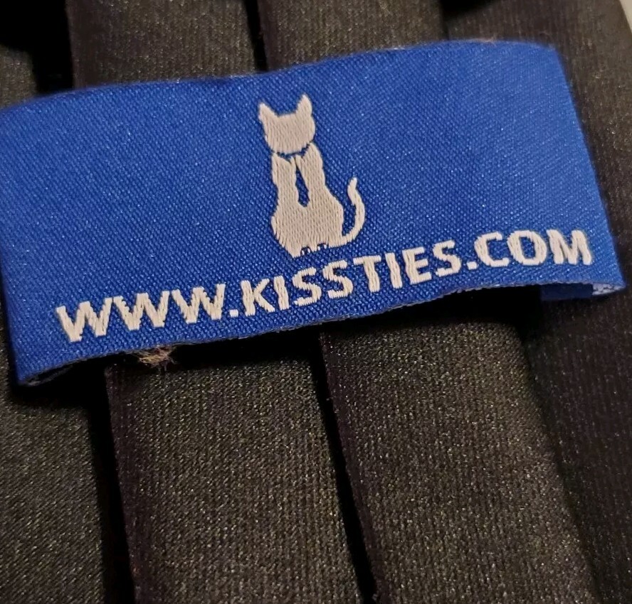 KissTies Necktie Solid Black Pattern Tie 58x3.25"… - image 2