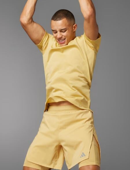 Adidas Men's Training HIIT Workout HEAT.RDY 2-in-1 Yellow Shorts