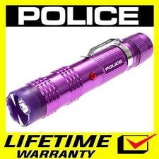 POLICE Stun Gun M12 700 BV Metal Heavy Duty Rechargeable LED Flashlight Purple