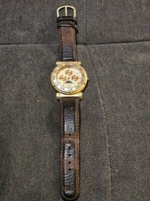 1991 Guess Watch Moon Phase. Leather Excellent Conditions Men's. GOLD DIAL
