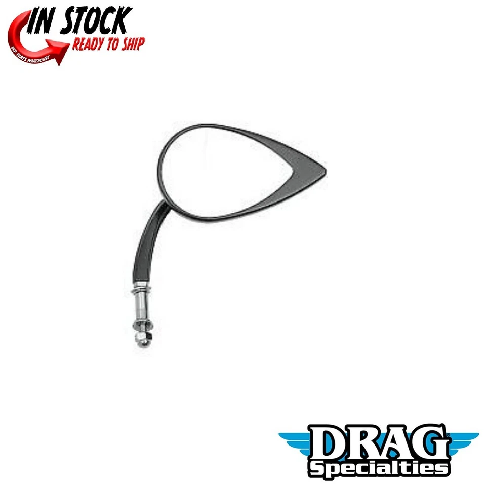 Espejo de lágrima Drag Specialties negro de vástago corto (SE VENDE CADA UNO) para Harley Foto 2 de 4