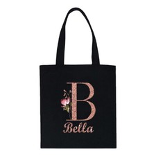 Personalised Custom Names Black Shopping Bag HandleBag Shoulder Tote Bags UK
