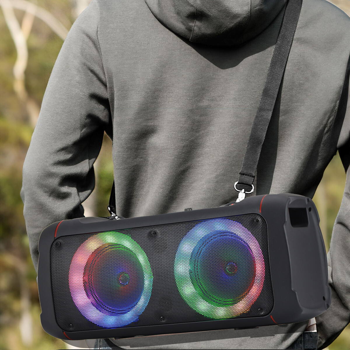 Loud Portable Bluetooth Speaker Dual Sub woofer Party Heavy Bass Sound System