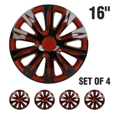 Set of 4 16“ Wheel Covers Snap On Hub Caps Blue Black Rim Covers For R16 Tire