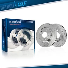 Pair Rear Drilled Slotted Disc Brake Rotors Set for 2016 2017 2018 Mazda CX-3