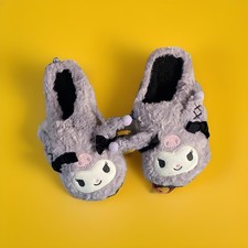 Plush Animal Faux Fur Slip-On Women's Slippers Purple Bow Pom Pom Accents