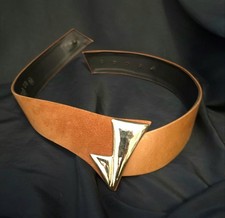 BOHO NEW WAVE LEATHER  METAL Vintage 1980s Adjustable WIDE STATEMENT BELT