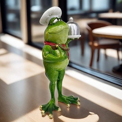 Frog Chef Statue Artificial Ornament Collectible Simulation Home Furnishing