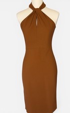 Zara Chestnut Brown Halter Twist Midi Dress.      0141