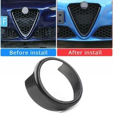 For Alfa Romeo Giulia 2017-20 Carbon Fiber Style Grille Grill Bradge Emblem Ring