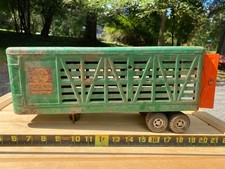 Antique Metal Toy Farm or Animal Trailer for Toy Truck, green, vintage, large