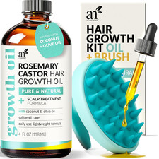 Organic Rosemary Castor Hair Oil  Massager Hair Growth Set Hair Growth Oil 4 ou