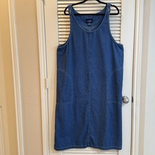 Vintage TY Denim Jumper Dress 20W Plus Size Cottagecore Pockets USA