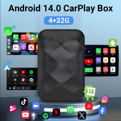 CARPLAY ANDROID AUTO BOX AI Android 14 Wi-Fi für Auto mit kabelgebundenem...