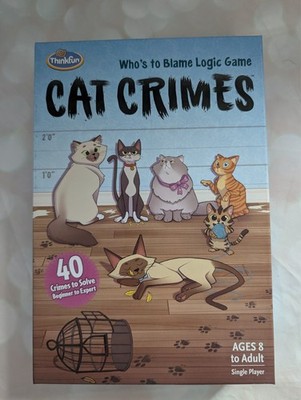 ThinkFun Cat Crimes Logic Game 100% Complete 40 Challenges Brainteaser Puzzle