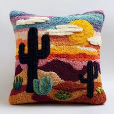 Cactus Desert Sunset Latch Hook Pillow Kit