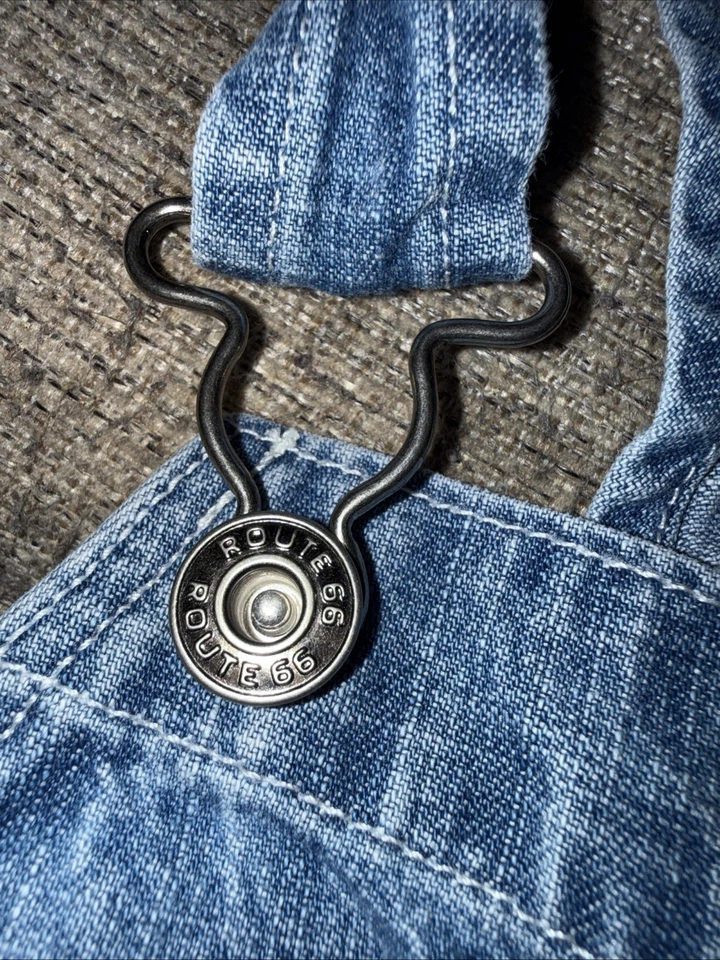 Vintage Route 66 Denim Overall Shorts Size 11/12 - Image 4 of 4