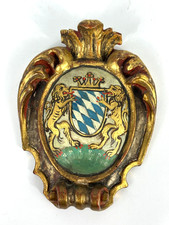 Antikes Wappen Bayern Barock Holz Geschnitzt Stadtwappen Relief Schild Heraldik