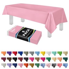 Pink Plastic Table Cloth Disposable 6 Pk 54in x 108in Plastic Tablecloths f...