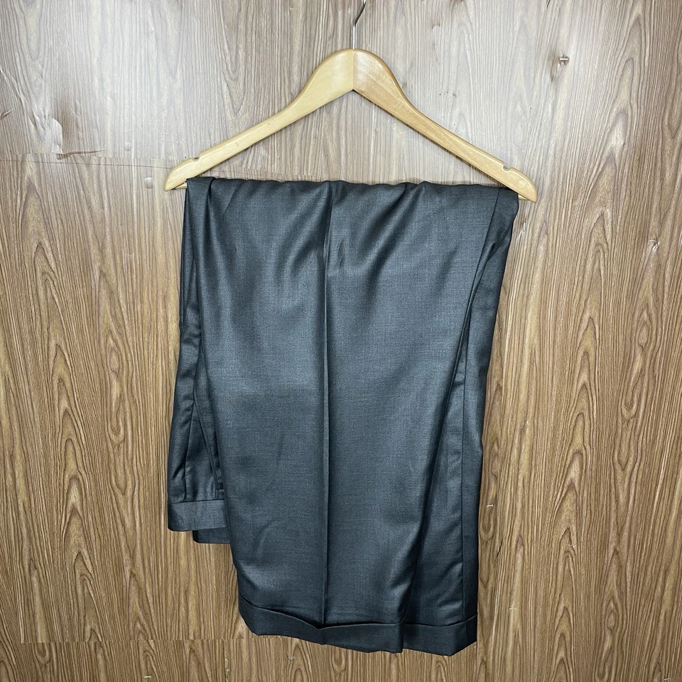 Vitali 2 Piece Suit Mens 68L 62x29 Gray Solid Viscose Polyester Double Vented - Image 2 of 4