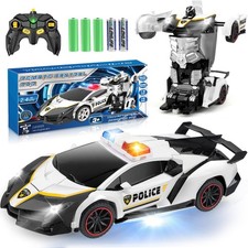 Remote Control Car Toy for Kids 4 5 6 7 8, Transform Police RC Cars Toy, Robo...