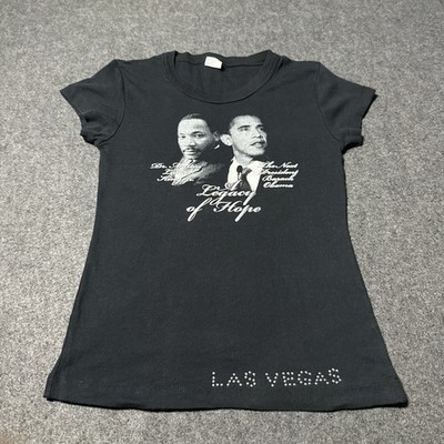 VTG Y2K MLK Obama A Legacy of Hope Las Vegas Womens Baby Tee Style Shirt Size S