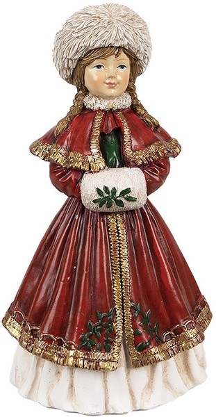 Dekofigur MäDchen Polyresin 9X7X17 Cm Rot Clayre & Eef 6PR3943-image