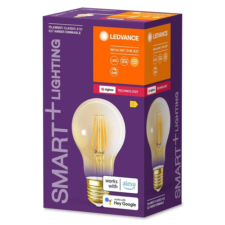Ledvance Smart+ Filament A60 Birne 6W = 52W E27 Gold extra warmweiß 2400K ZigBee - Bild 4 von 4