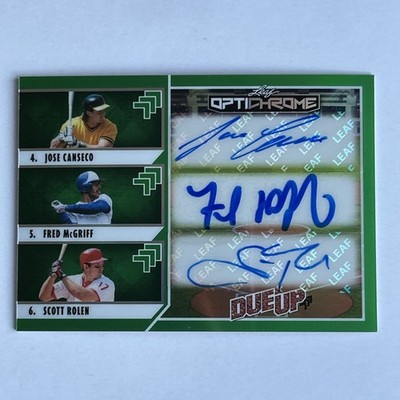 Jose Canseco Fred McGriff Scott Rolen 1/1 Auto 2025 Leaf Optichrome Green Due Up
