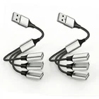 2Pack USB Hub Splitter, A Male to 3-Female 2*USB 3 USB, Silver