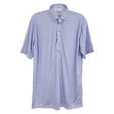 COLLARS CO. Semi-Spread Collar Polo XL Regent Blue Stripe Performance NWT B7