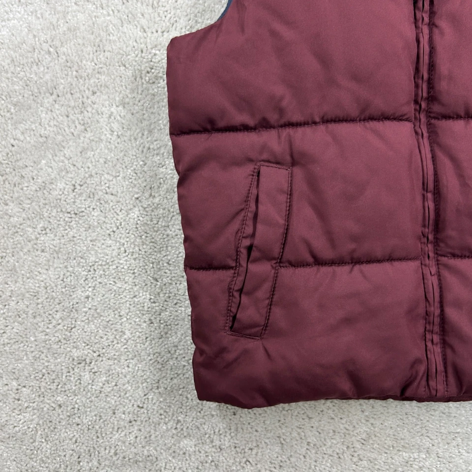 Old Navy Puffer Vest Kids Size Medium 8 Blue Burgundy Pockets Full Zip - Image 2 of 4