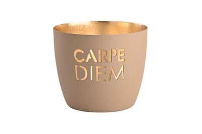 Madras, Windlicht, M, Motiv: Carpe diem, sandstone/gold  1145904029