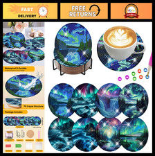 8 Pcs Diamond Art Coaster Kits with Holder Cork Pads - DIY Non-Slip Decor 4x4i