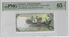 GERMANY/FEDERAL REPUBLIC 5 DM 1948 P.13a PMG 65 EPQ