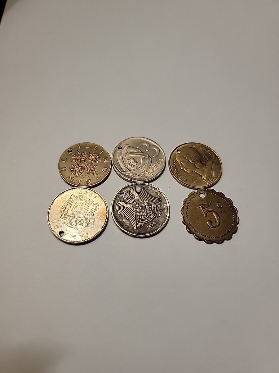 6 Vintage Coins/Tokens with hole drilled for Necklace View 5