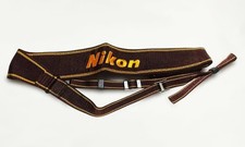 Genuine Nikon Vintage Camera Neck Strap Brown Gold Embroidered Logo