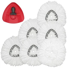 6 Pack Spin Mop Refills with Base Triangle Microfiber Mop Heads for Floor