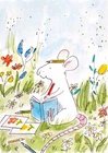 ACEO Original watercolor ink Painting Art MOUSE , miniature art, signed