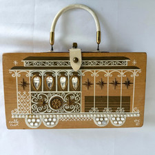Vintage Enid Collins Cable Car Wooden BOX BAG PURSE - 1964 - Collins Of Texas
