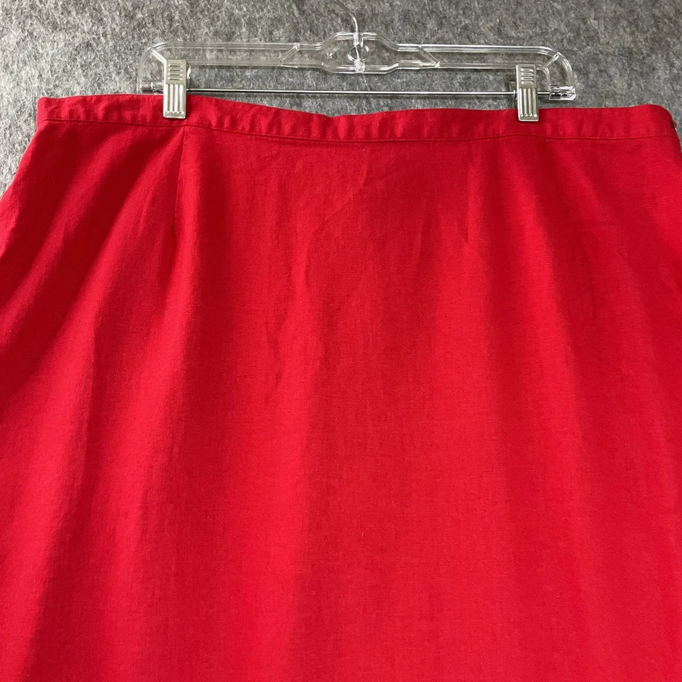 Falda Stonebridge para mujer Plus 2X roja bordada mezcla de lino profesor de escuela Foto 2 de 4