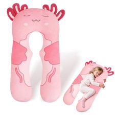 Axolotl U-Shape Kids Body Pillow, 43" Minky Kids Full Body Pillow for Sleepin...