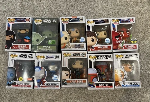 Funko Pop Lot Of 10 Figures Marvel Star Wars MOTU Avatar