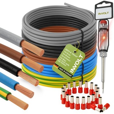 H07V-K 10 mm² Verdrahtungsleitung 5er Set, 1m, 2m, 3m, 5m & 10m, Einzelader