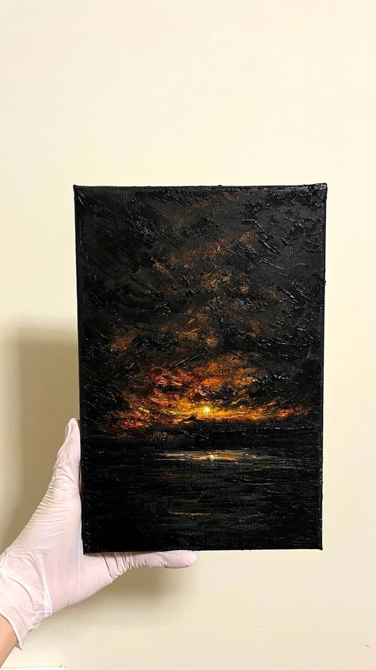 Готический восход солнца оригинальная картина маслом пейзаж на холсте импрессионизм искусство - Изображение 4 из 4