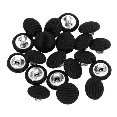 20Pcs Fabric Cloth Covered Button 11.5mm 18L Metal Shank Buttons Black