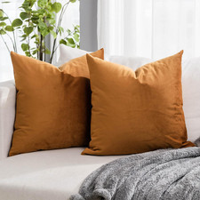 Rust Velvet Throw Pillow Covers 16X16 Inches Set of 2 with Zipper Decorative ...