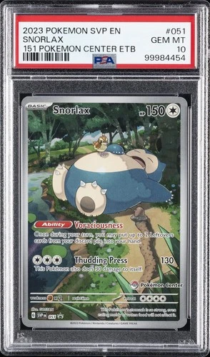 2023 POKEMON 151 POKEMON CENTER ELITE TRAINER BOX PROMO SVP #051 SNORLAX PSA 10