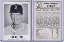1960 Leaf Baseball Card # 11 Jim Busby Boston Red Sox Outfielder VG